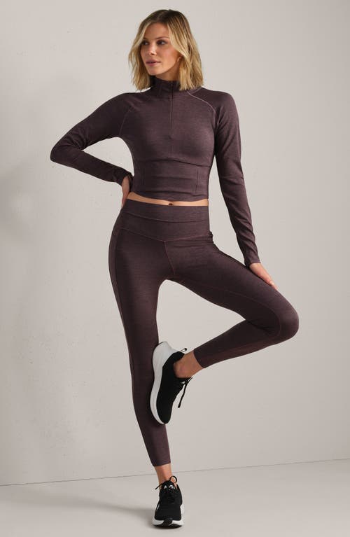 Rhone Heather Revive Pocket 7/8 Leggings In Brown