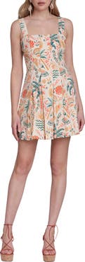 Avec Les Filles Fit & Flare Pleated Minidress