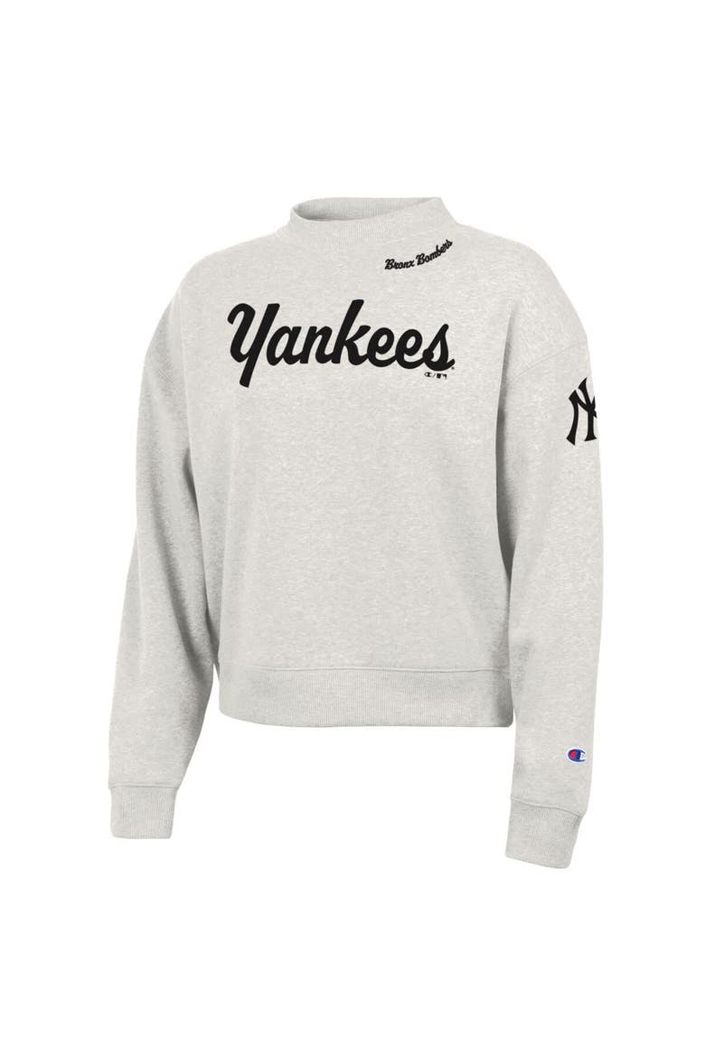 Women's Champion Stone New York Yankees Triumph Tri-Blend Sweatshirt, Alternate, color, Stone
