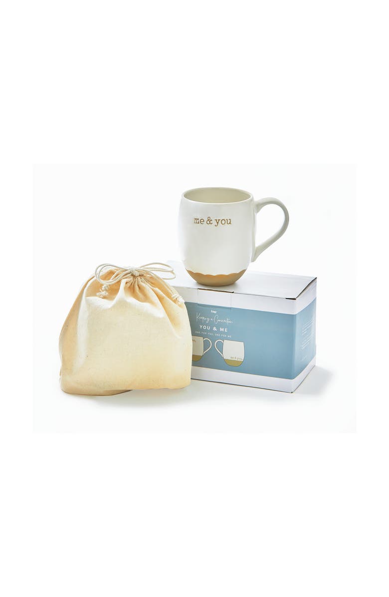 tag Me and You Mug Set of Two Ceramic Drinkware Spring Design, Alternate, color, White