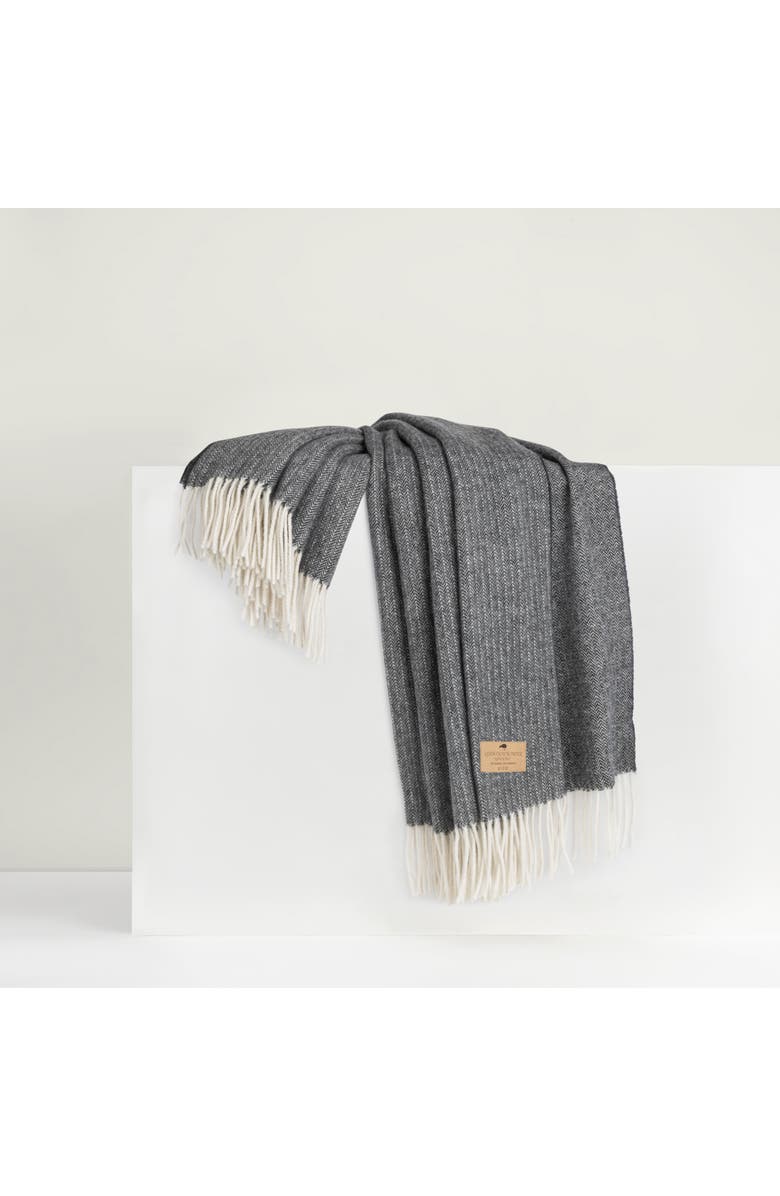 Lands Downunder Pinstripe Cashmere Throw, Main, color, Onyx