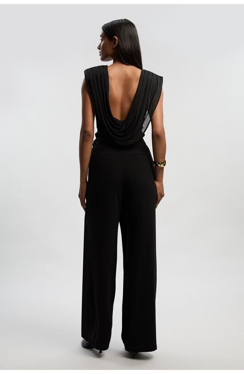 Karen Millen Tailored Crepe Buckle Trousers, Alternate, color, Black