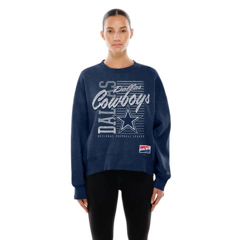 Women
s New Era Navy Dallas Cowboys Oversized Throwback Mineral Wash Crew Neck Sweatshirt