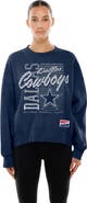 New Era Women's New Era Navy Dallas Cowboys Oversized Throwback Mineral Wash Crew Neck Sweatshirt