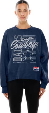 New Era Women's New Era Navy Dallas Cowboys Oversized Throwback Mineral Wash Crew Neck Sweatshirt