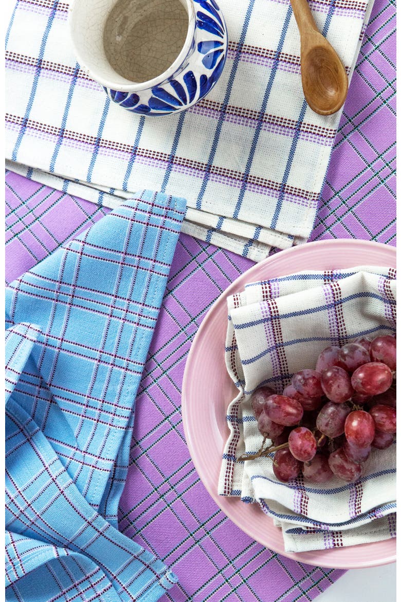 Chiapas Handwoven Plaid Cotton Napkins, Set of 4, Alternate, color, Blue