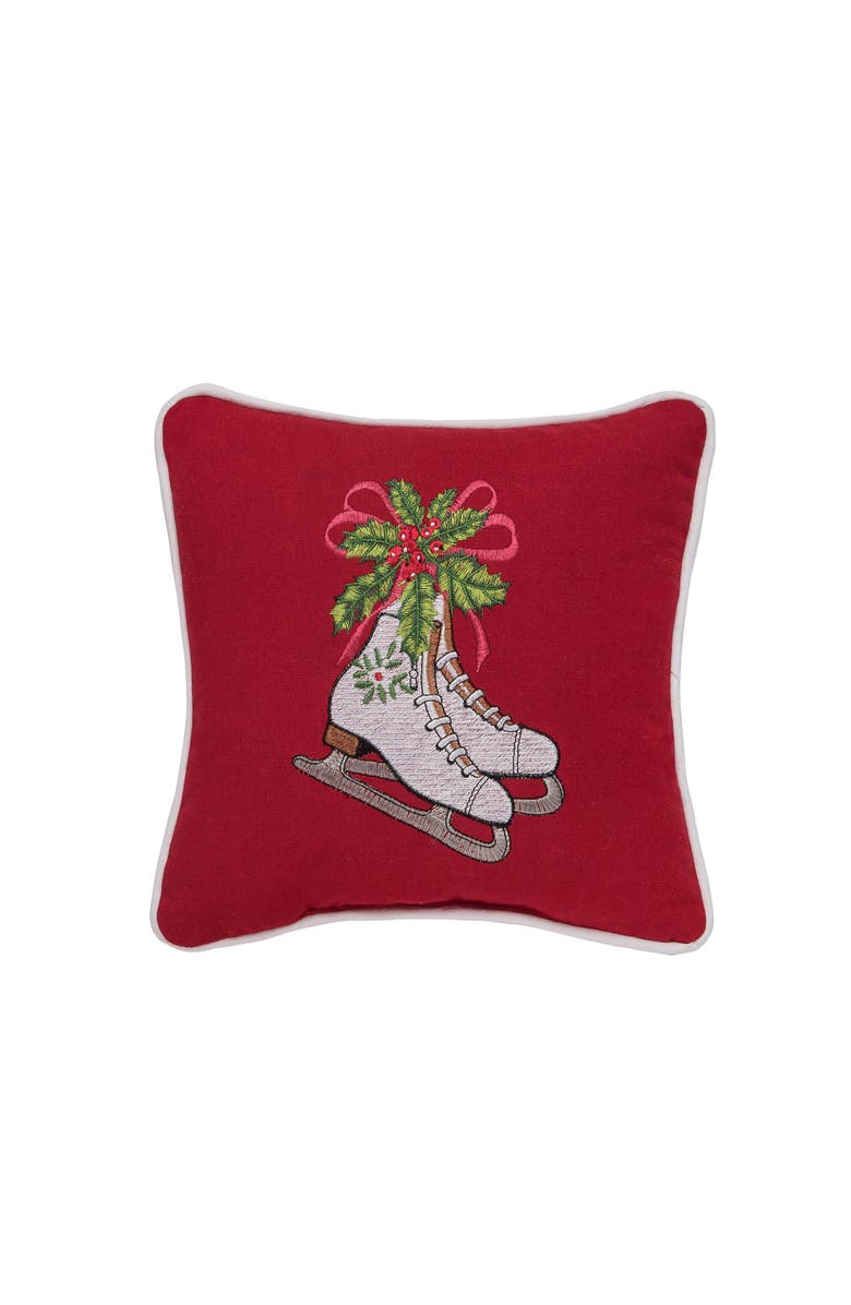C&F Home Skated and Holy Christmas Throw Pillow, 10" x 10", Main, color, Red