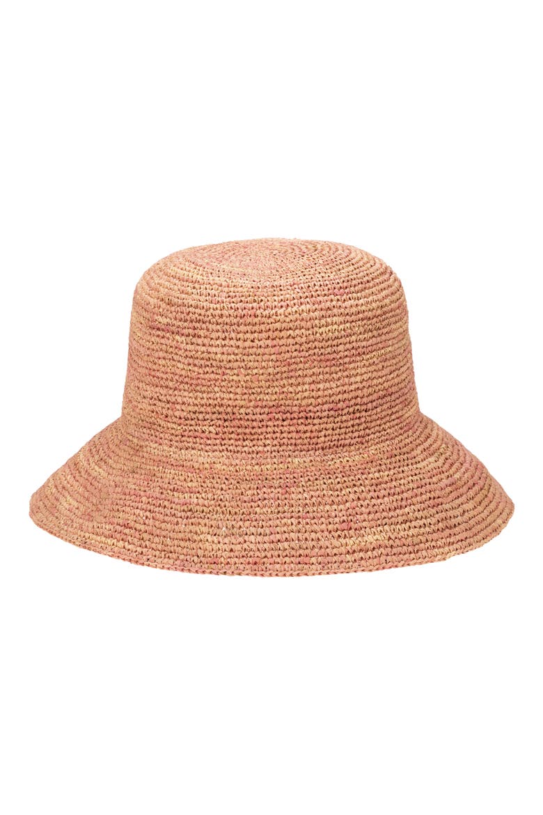 Weekend Straw Bucket Hat, Main, color, CORAL