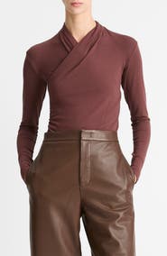 Vince Long Sleeve Knit Wrap Top