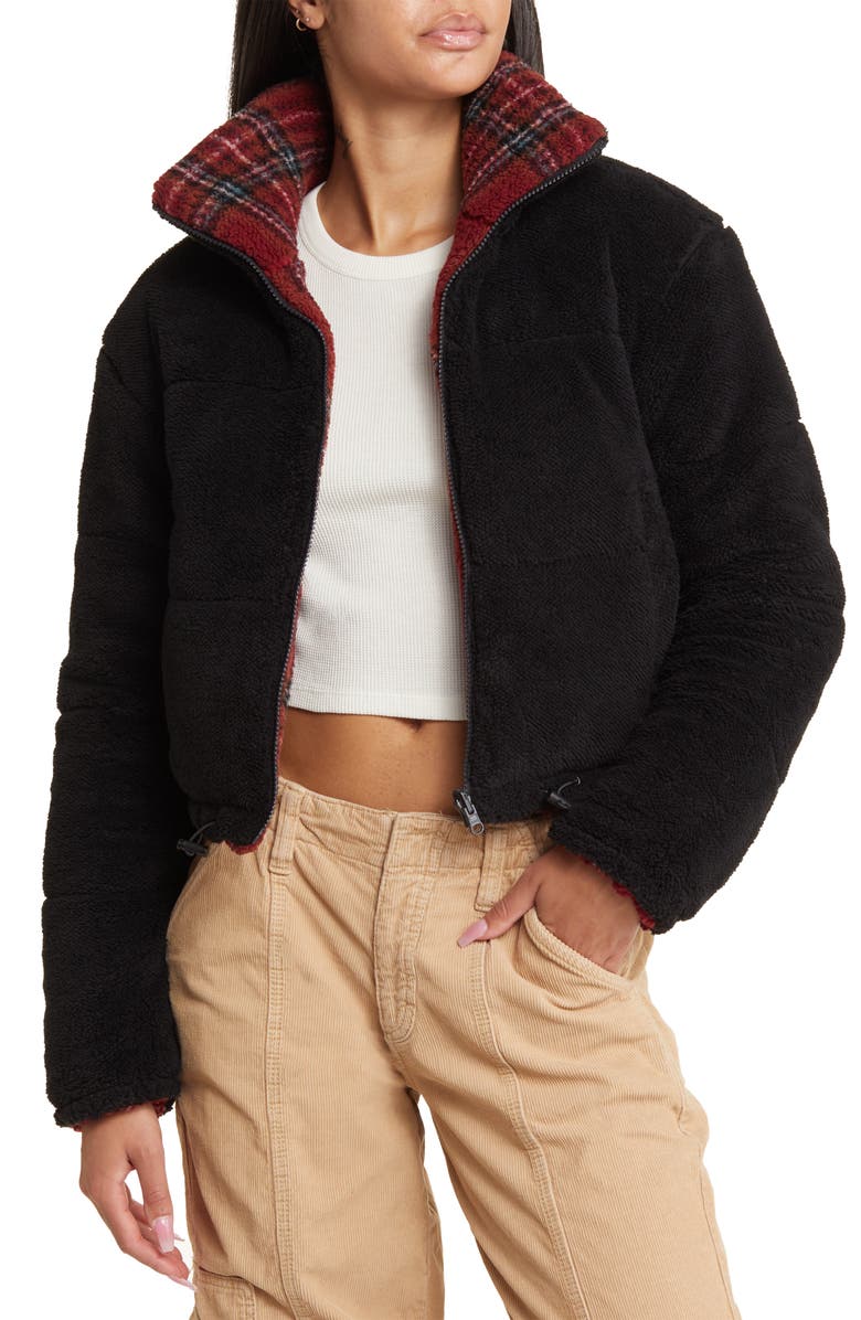 BP. Reversible Crop Faux Shearling Jacket, Alternate, color,