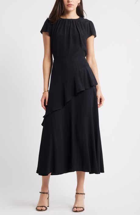 Caslon® Cap Sleeve Ruffle Dress