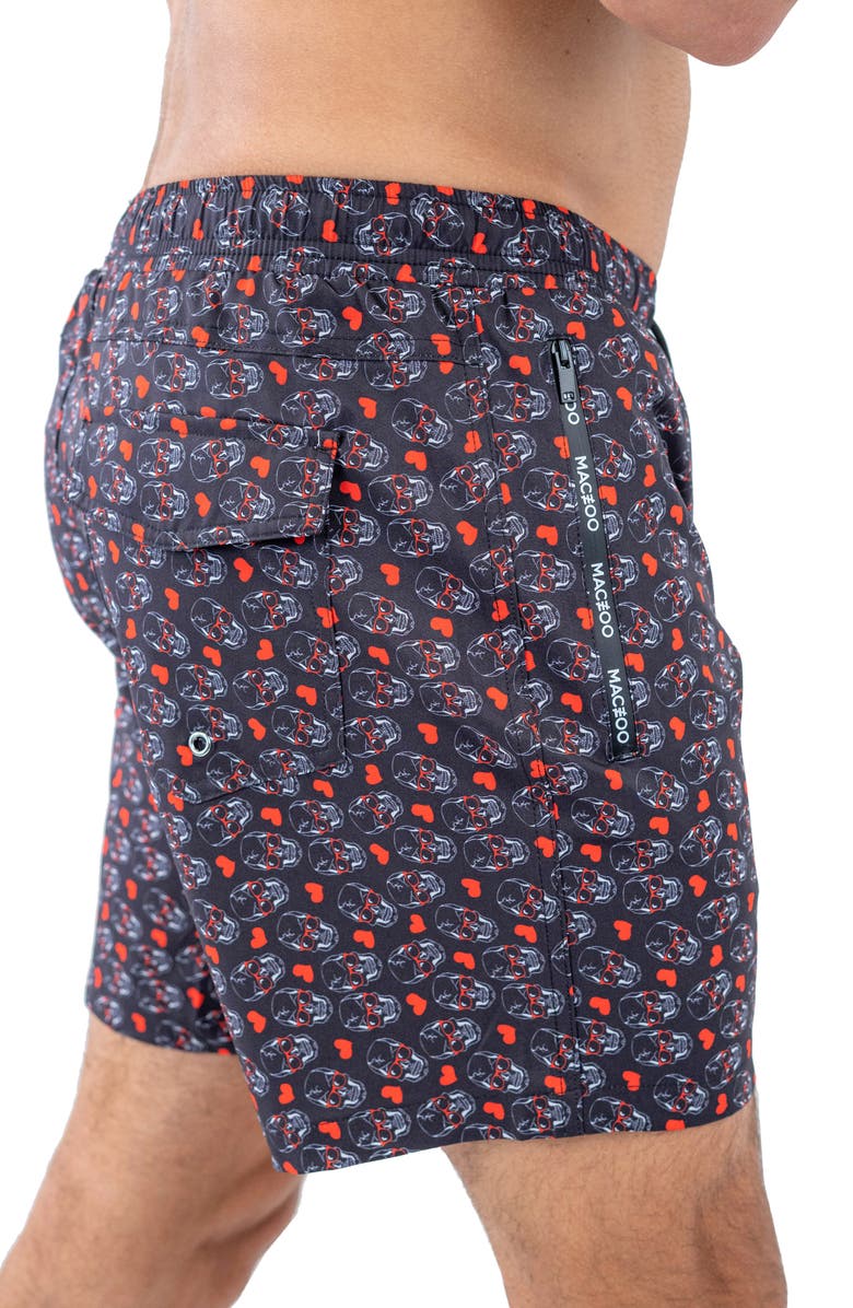 Maceoo Swim Lion Skull Heart Swim Trunks, Alternate, color, 