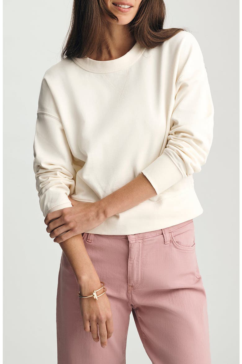 V-Stitch Drop Shoulder Cotton Sweatshirt, Main, color, WHISPER WHITE