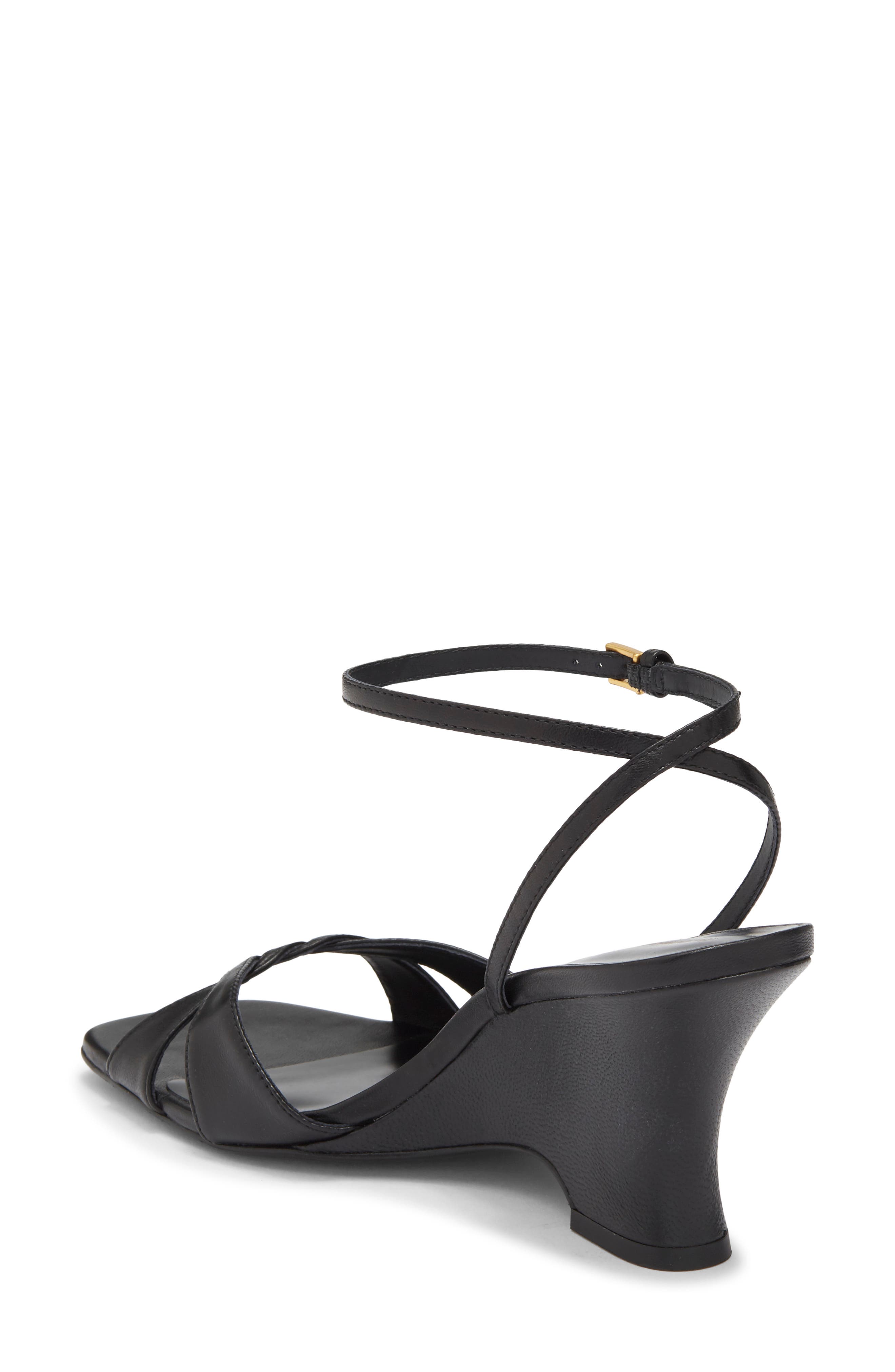 Margo Wedge Sandal, Alternate, color, BLACK LEATHER