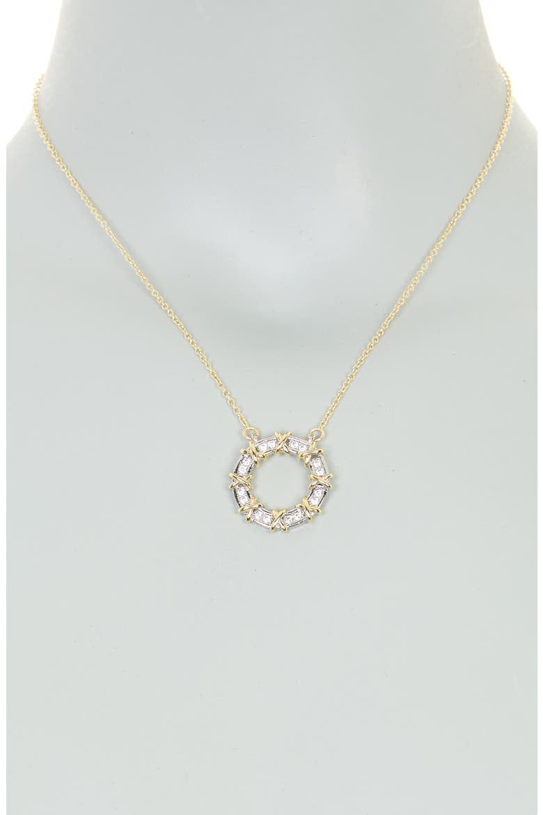 18K Gold Plate CZ Ring Necklace, Alternate, color, 18KT TWO TONE PLATED BRASS