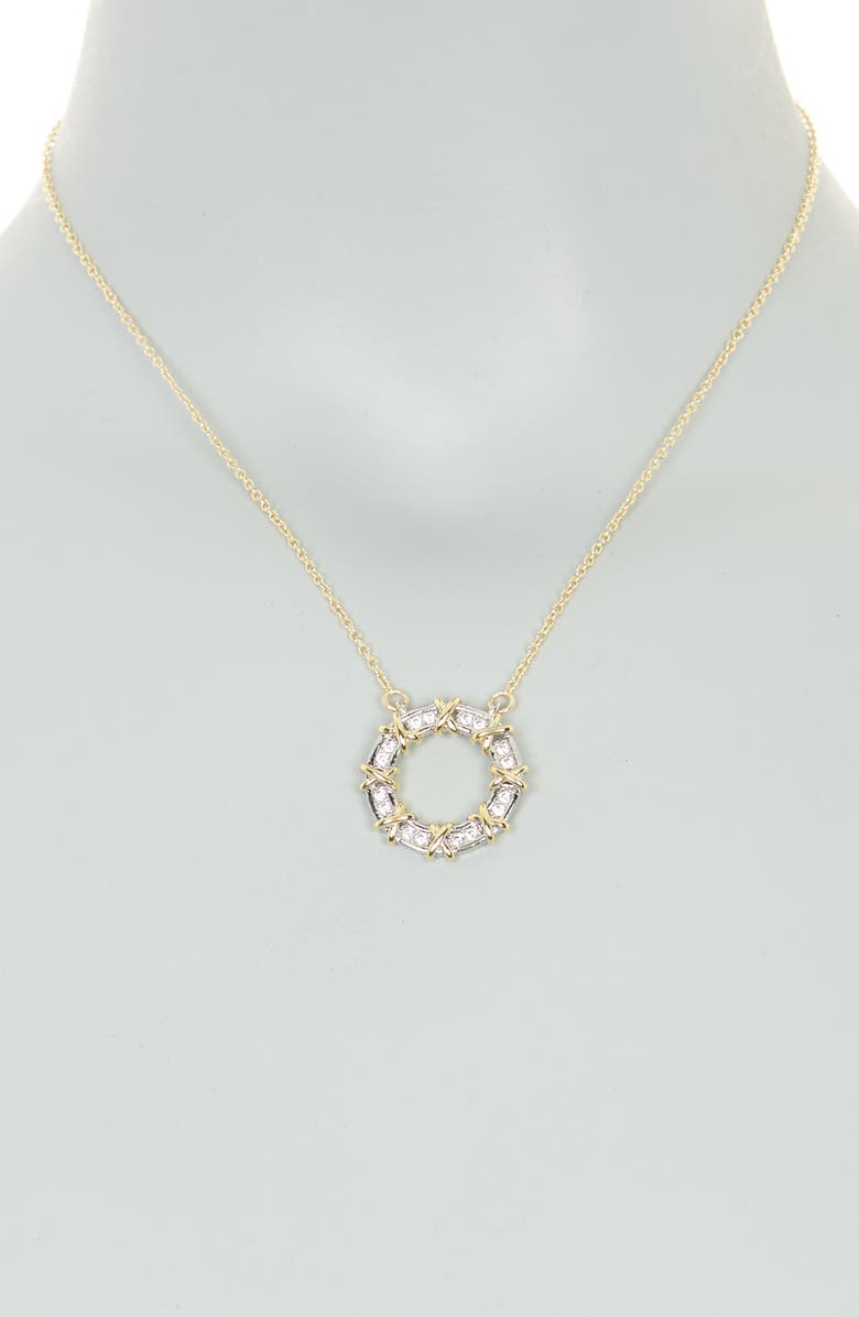 Juvell 18K Gold Plate CZ Ring Necklace, Alternate, color, 18Kt Two Tone Plated Brass