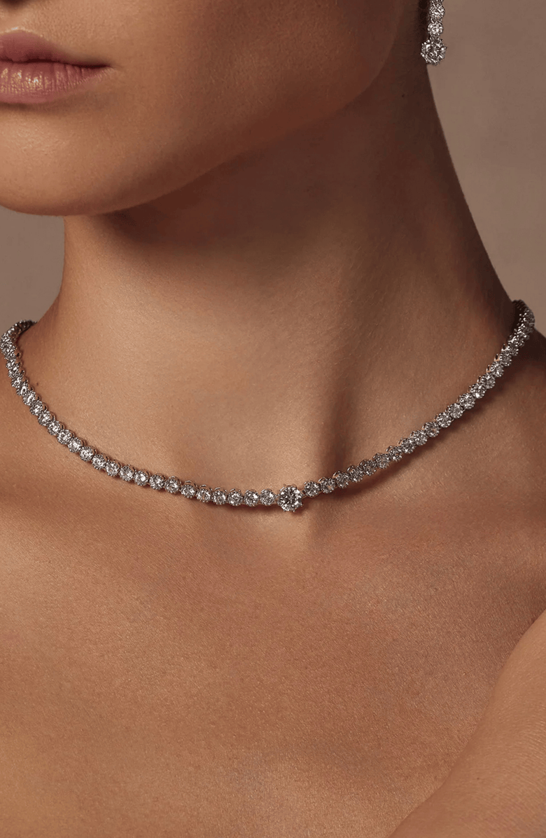 Bearfruit Jewelry Celeste Tennis Necklace & Earring Set Holiday Gift Idea, Alternate, color, Silver