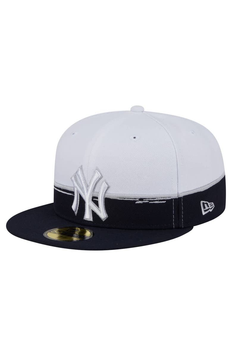 New Era Men's New Era  Navy/White New York Yankees Paint Stroke 59FIFTY Fitted Hat, Alternate, color, 