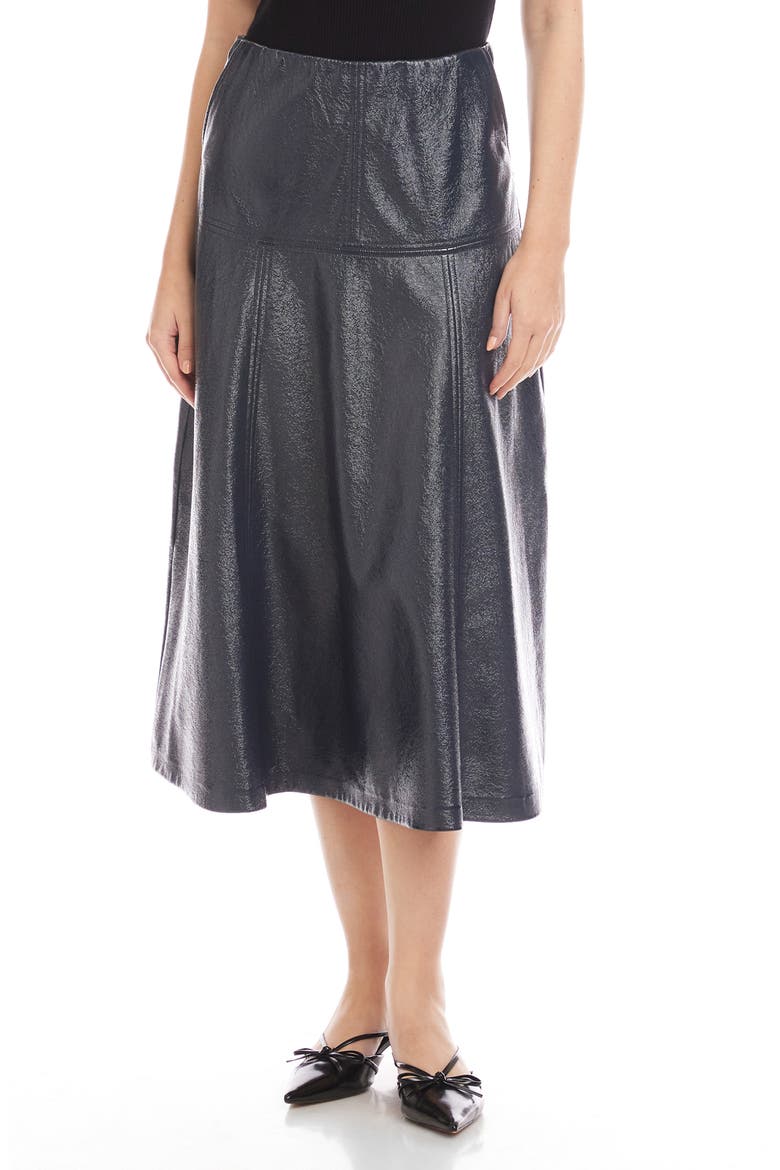 Bronwyn Faux Leather Midi Skirt, Main, color, NAVY