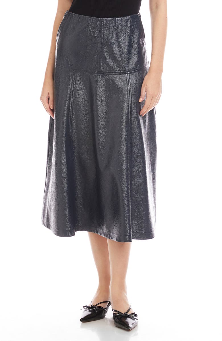 FIFTEEN TWENTY Bronwyn Faux Leather Midi Skirt, Main, color, Navy