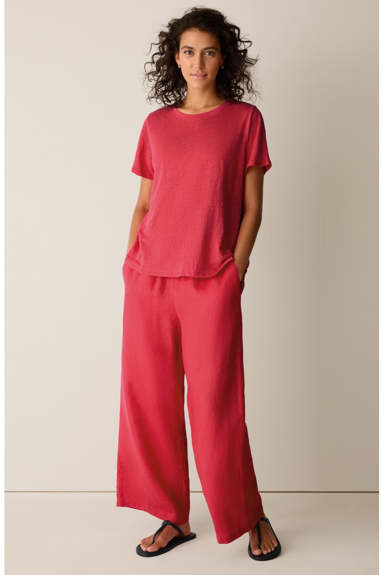 Organic Linen Crewneck T-Shirt, Alternate, color, GRNDN
