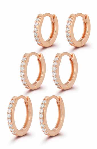 GLAZE JEWELRY Set of 3 Cubic Zirconia Huggie Hoop Earrings