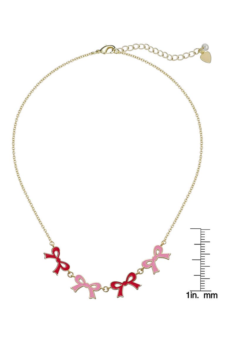 Kids' Flat Bow Link Necklace, Alternate, color, PINK/ RED