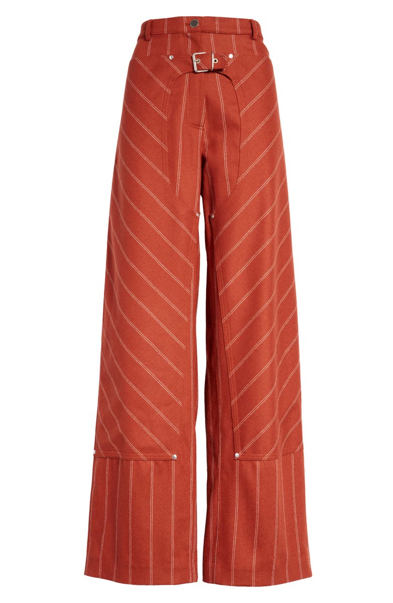 Stella McCartney Stripe High Waist Wide Leg Wool Pants, Main, color, 