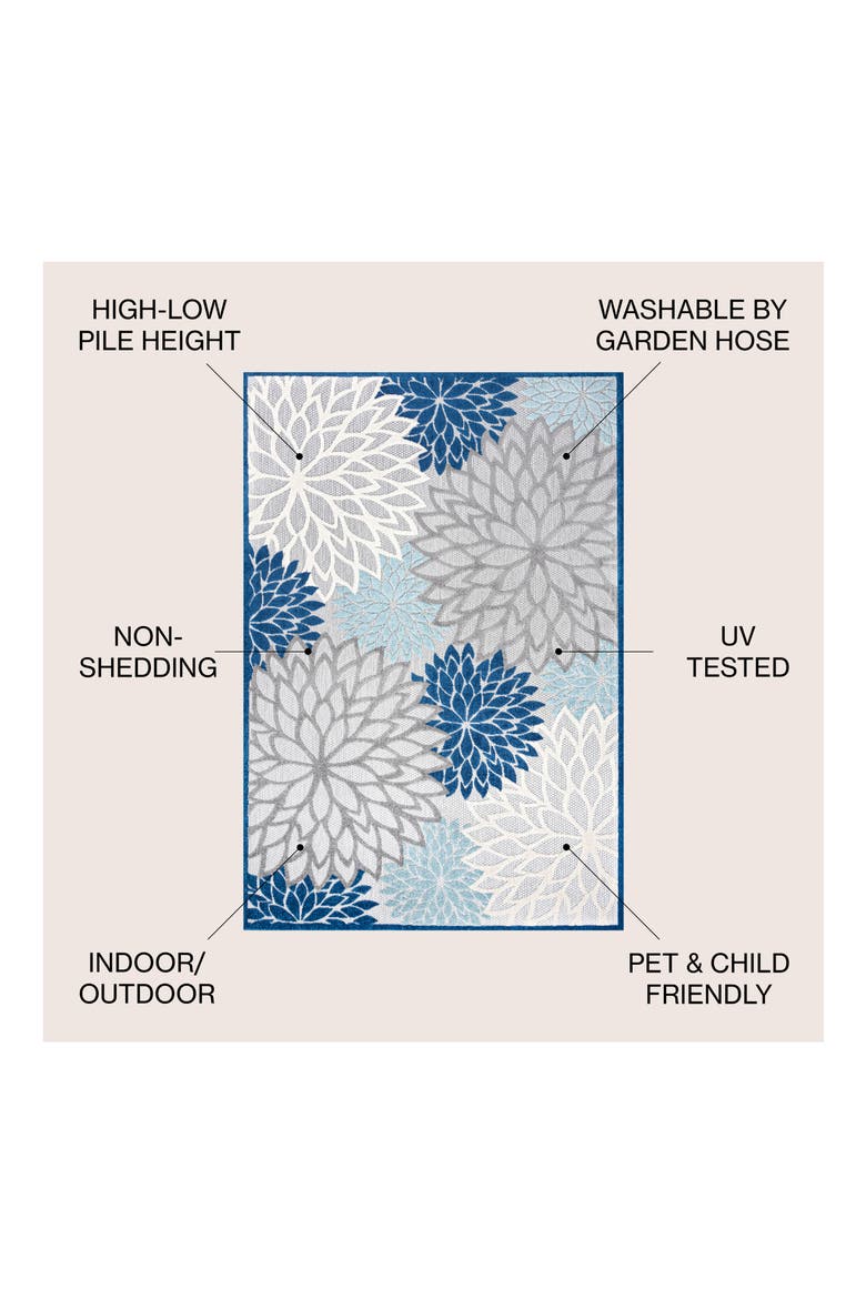 Minori Floral High-Low Indoor/Outdoor Area Rug, Alternate, color, Blue/Gray