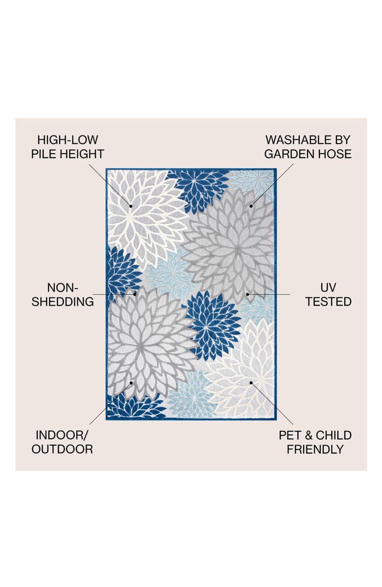 JONATHAN Y Minori Floral High-Low Indoor/Outdoor Area Rug, Alternate, color, Blue/Gray