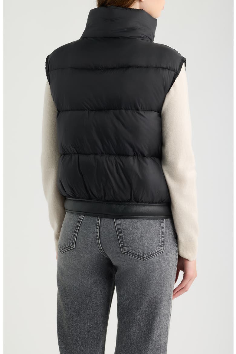 Lisa Faux Leather Trim Puffer Vest, Alternate, color, BLACK