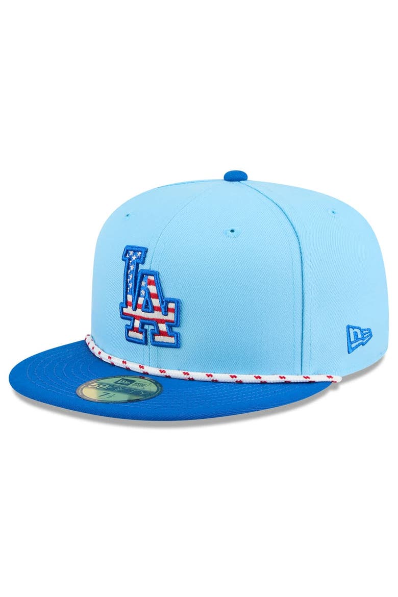 Men's New Era Light Blue/Royal Los Angeles Dodgers 2025 Fourth of July 59FIFTY Fitted Hat, Main, color, Light Blue