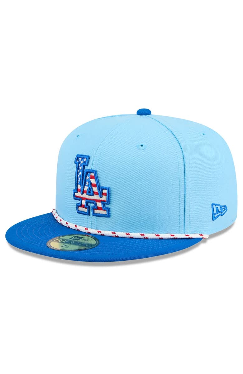 New Era Men's New Era Light Blue/Royal Los Angeles Dodgers 2025 Fourth of July 59FIFTY Fitted Hat, Main, color, Light Blue