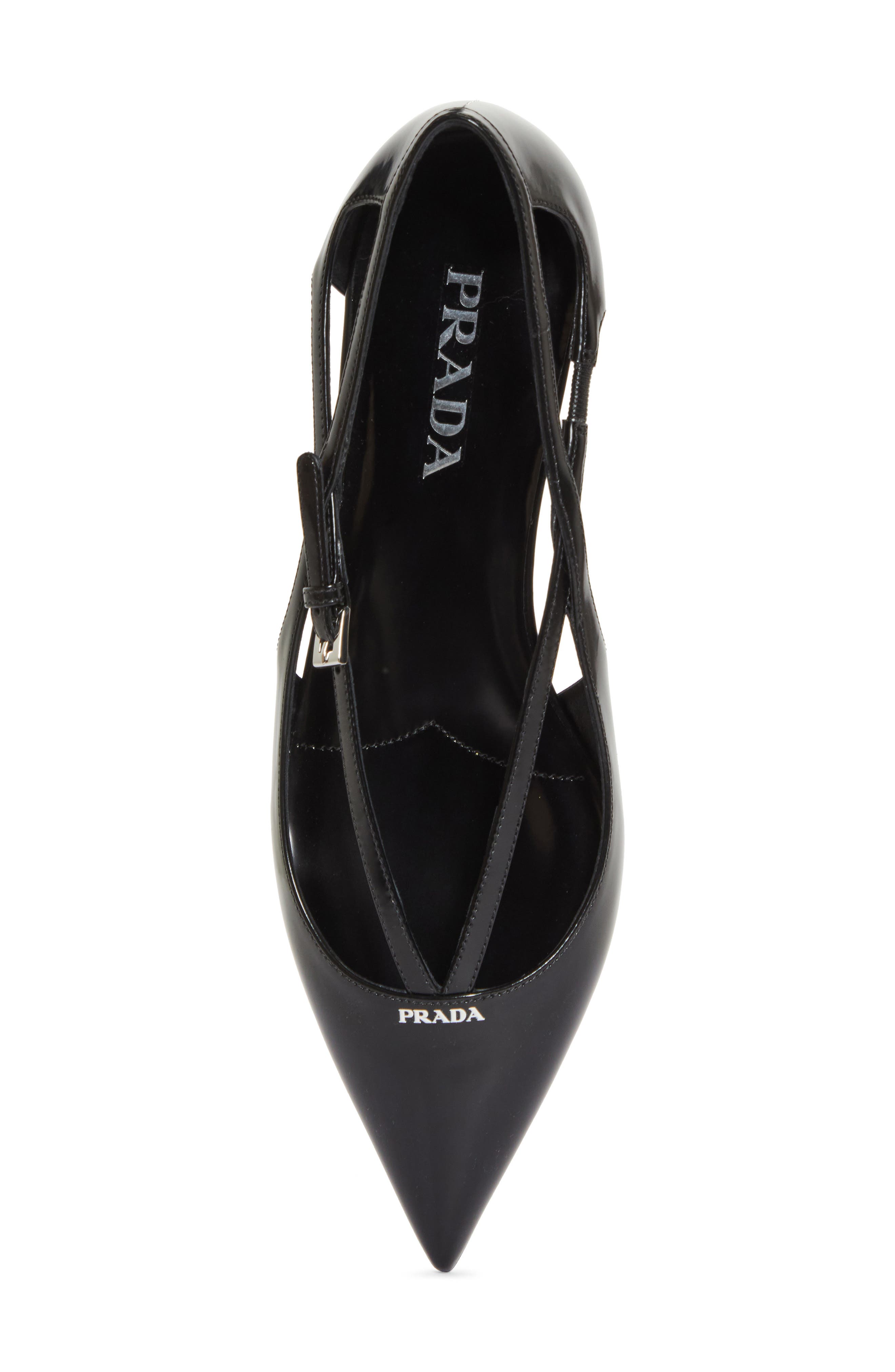 Prada Strappy Pointed Toe Ballet Flat, Alternate, color, 