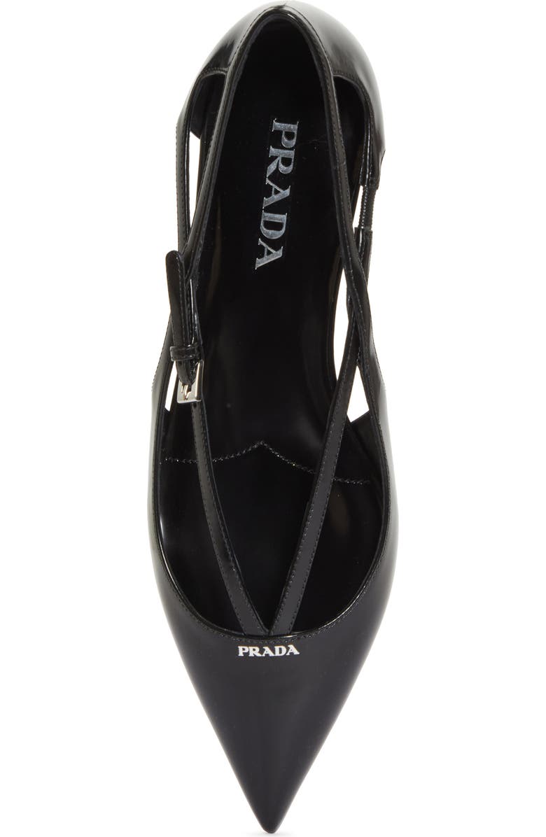 Prada Strappy Pointed Toe Ballet Flat, Alternate, color,