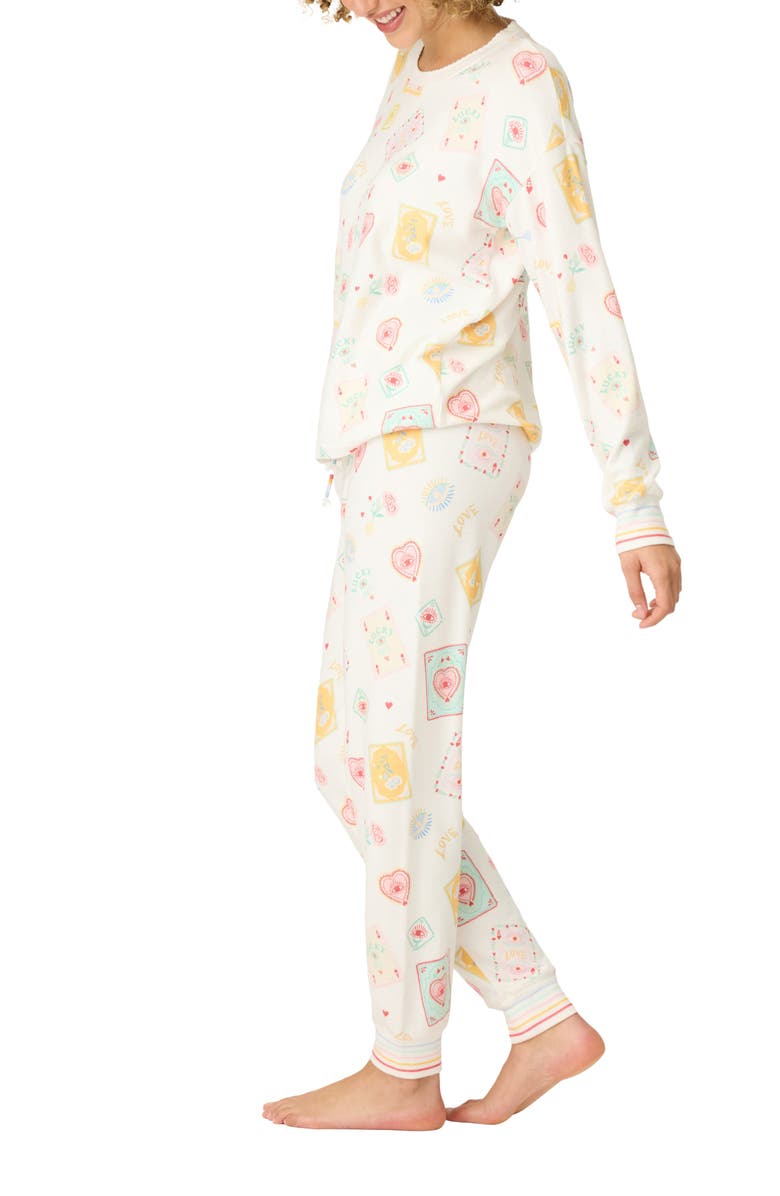 PJ Salvage Lucky Me Peachy Jersey Pajamas, Alternate, color, Ivory