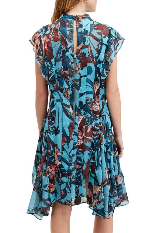 Allsaints Fleur Batu Handkerchief Hem Dress In Lagoon Blue
