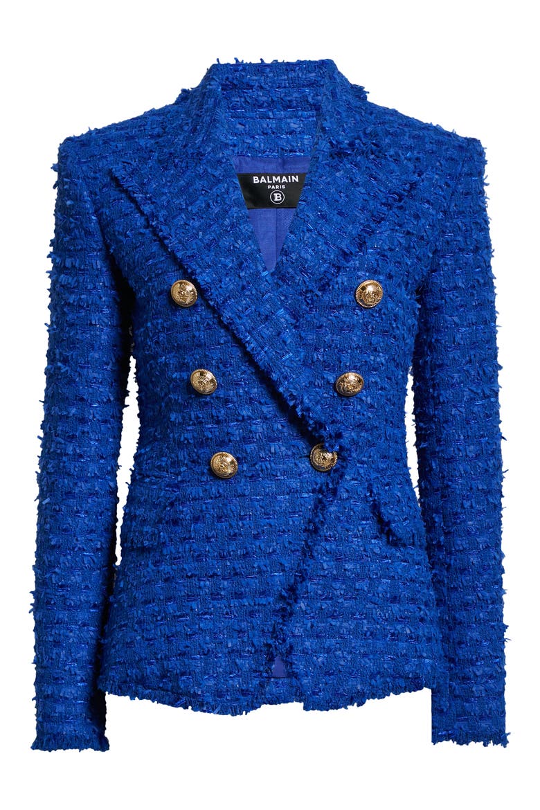 Cotton Blend Tweed Jacket, Alternate, color, 6AF BLEU GITANE