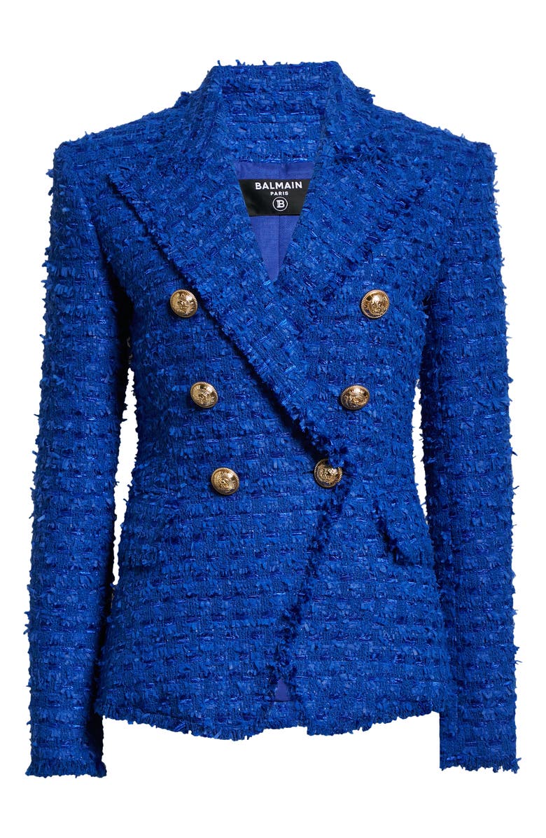 Balmain Cotton Blend Tweed Jacket, Alternate, color,