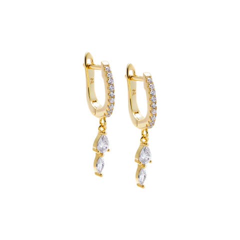 CZ Multi Shape Dangle Huggie Earring