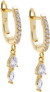BY ADINA EDEN CZ Multi Shape Dangle Huggie Earring