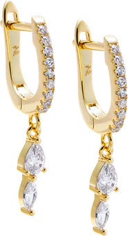 BY ADINA EDEN CZ Multi Shape Dangle Huggie Earring