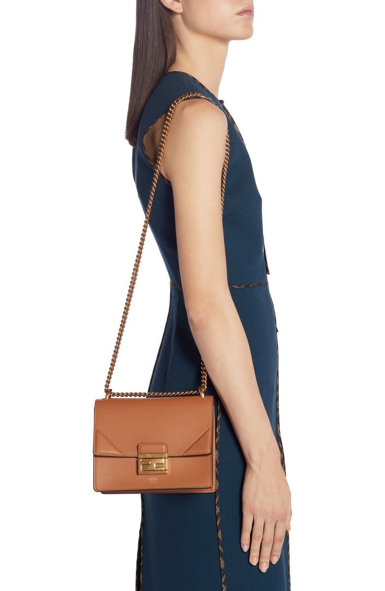 Fendi Small Kan U Leather Shoulder Bag, Alternate, color,