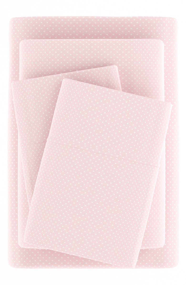 HOMESPUN Premium Ultra Soft My Heart Pattern 4-Piece Bed Sheet Set, Alternate, color, Pink