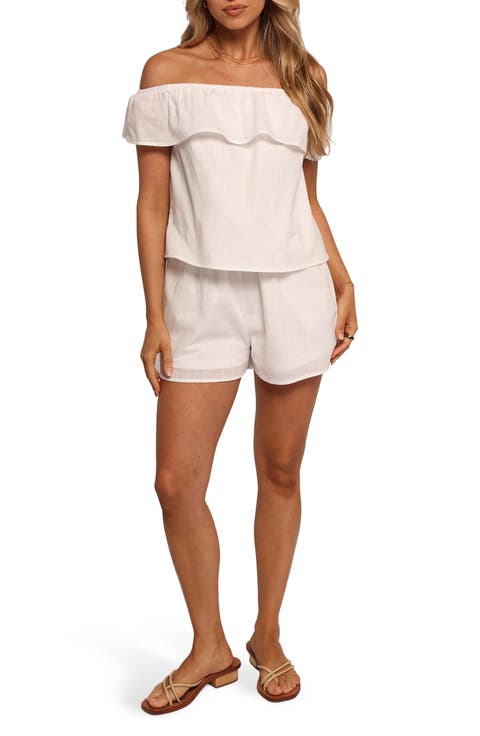 Tennie Cotton Off the Shoulder Top & Shorts Set