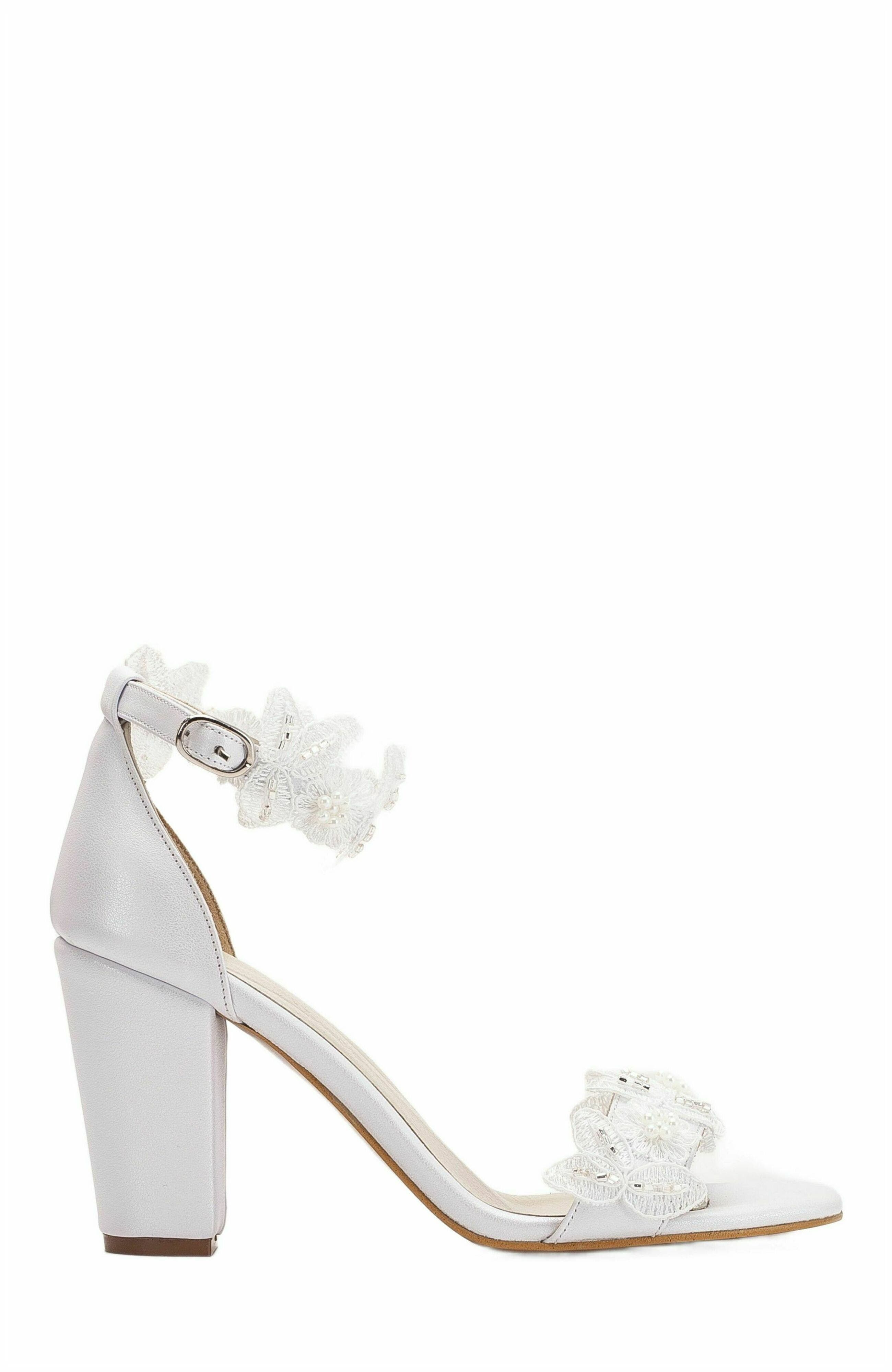 Forever & Always Shoes Vivian Lace Bridal Leather Sandals, Alternate, color, Ivory Leather