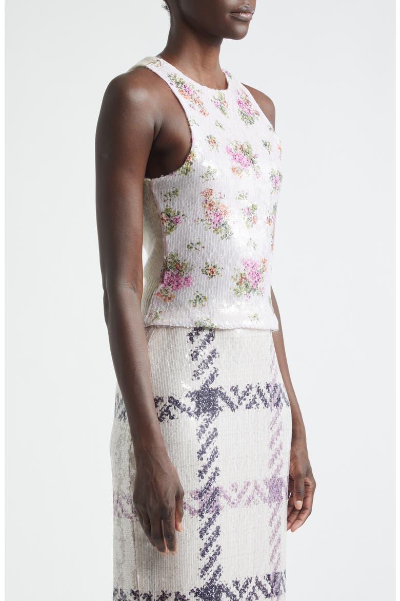 The Noemi Paillette & Cashmere Floral Tank, Alternate, color, PINK FLORAL / OATMEAL