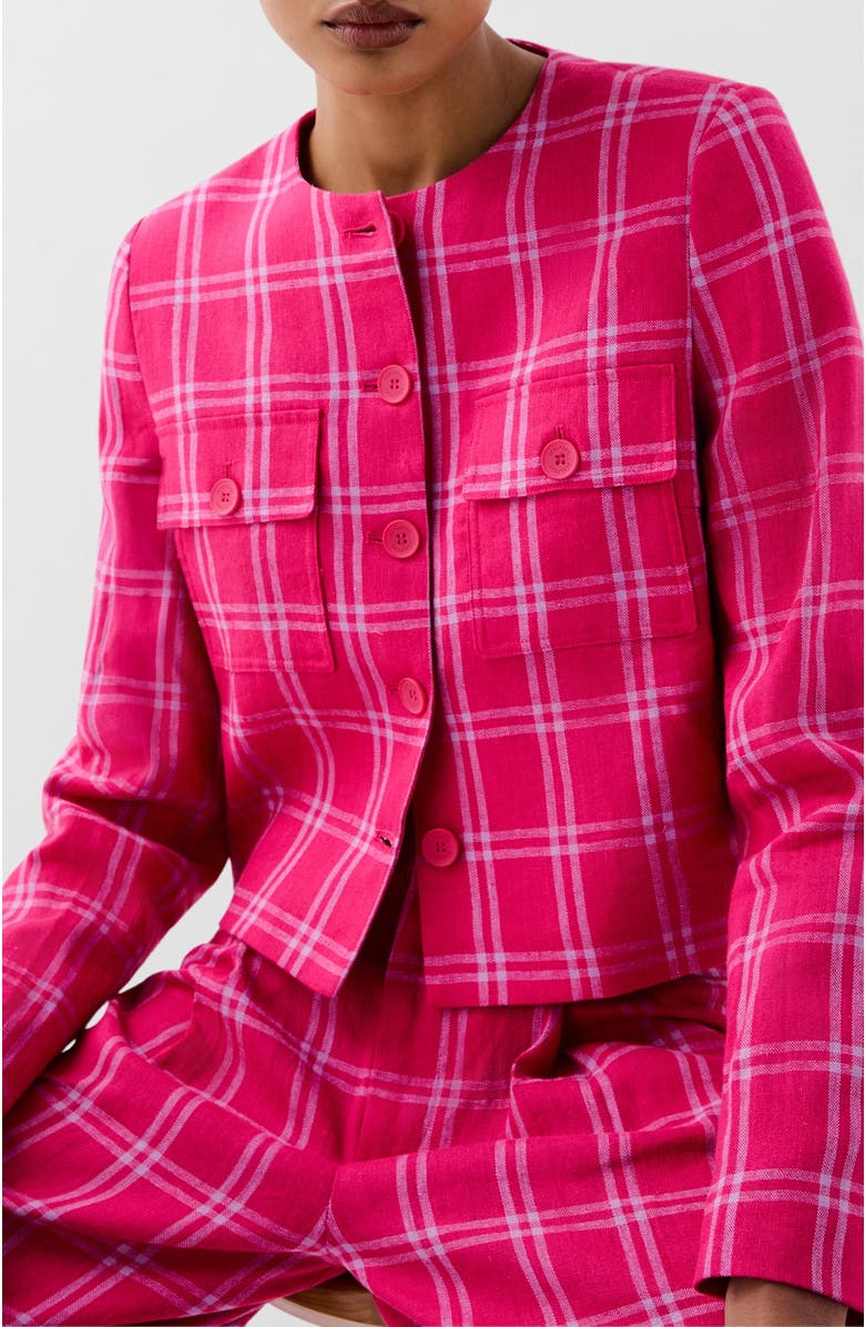 Scalpers Linen Check Blazer, Main, color, Redcheck