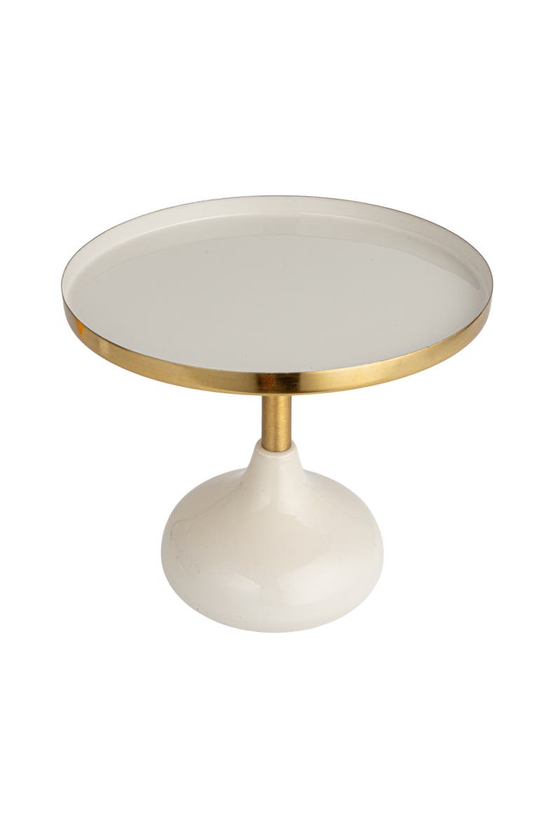 Round Enameled Metal Pedestal, Cream, Main, color, Cream
