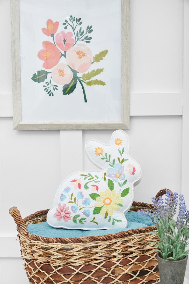 Easter Bunny Rabbit Shaped Accent Pillow, 14" x 14", Alternate, color, White